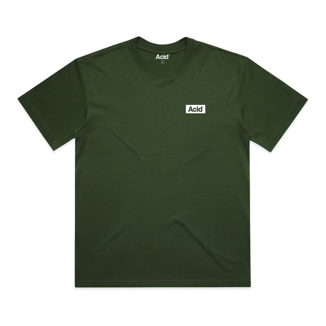 ACID Heavyweight Box Tee in Forest Green, front