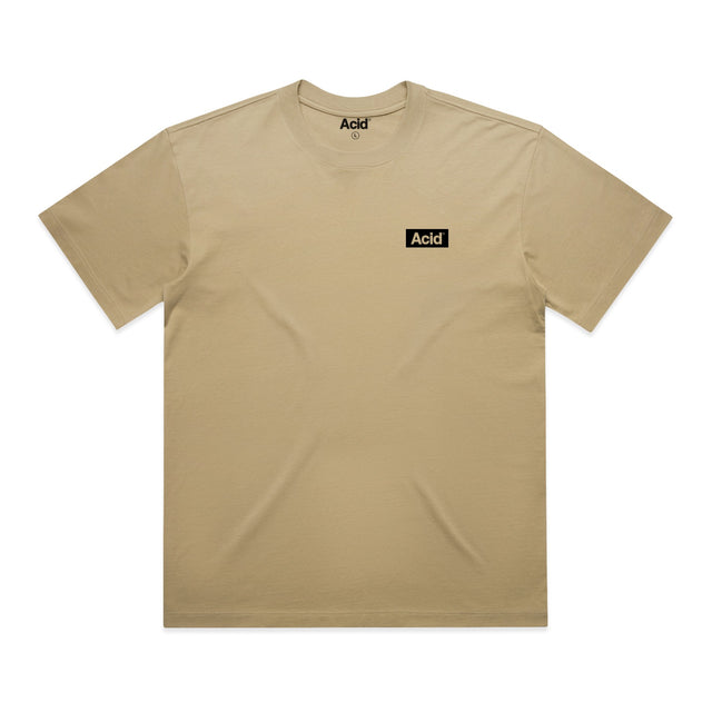ACID Heavyweight Box Tee in Khaki, front