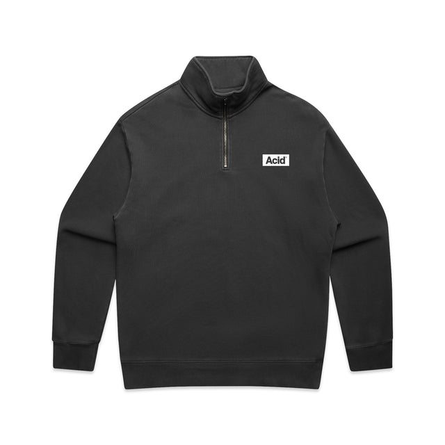 ACID Faded Half Zip Sweatshirt in Faded Black, front
