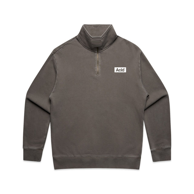 ACID Faded Half Zip Sweatshirt in Faded Grey, front
