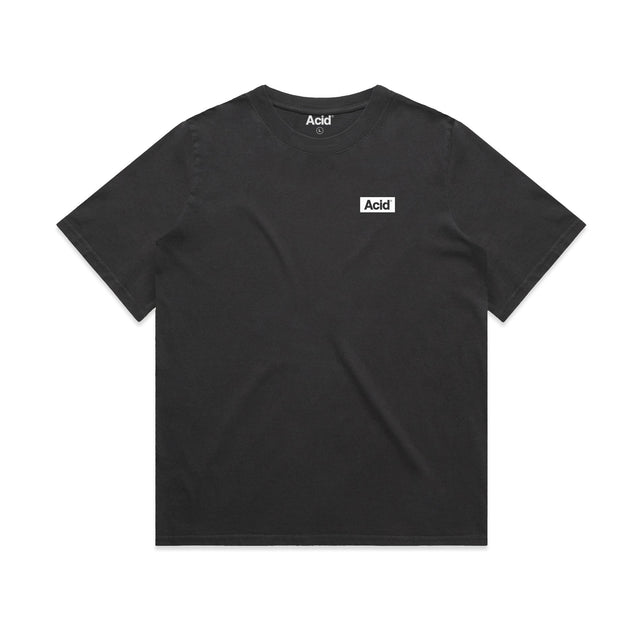 ACID Women's Heavyweight Faded Tee in Faded Black, front
