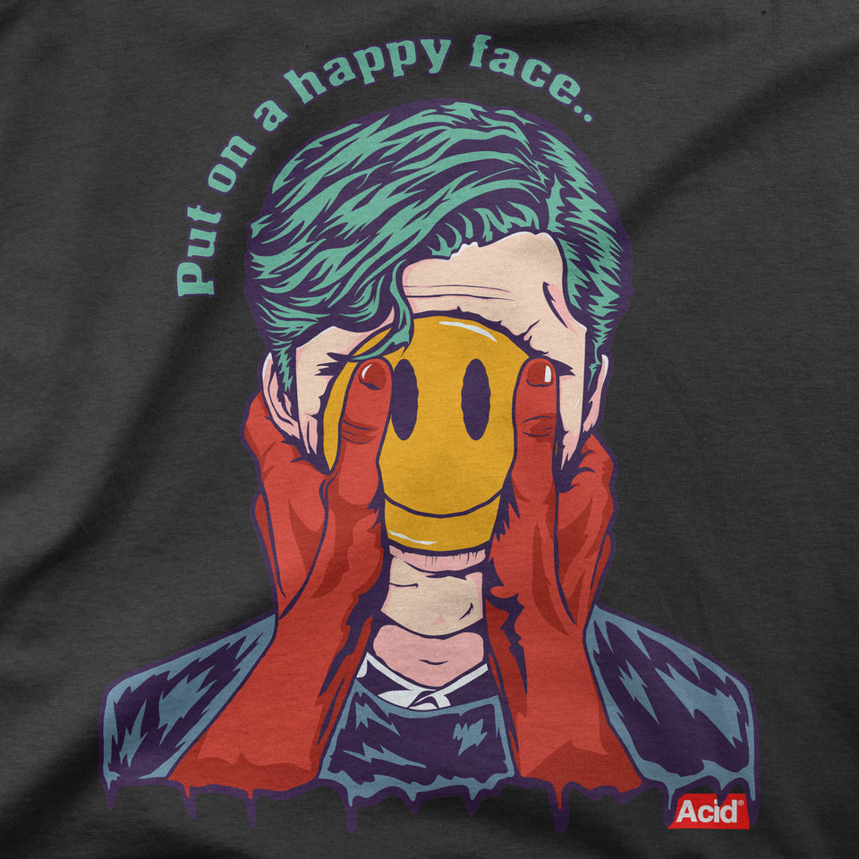 Happy Face Black - Printed T-Shirt Detail